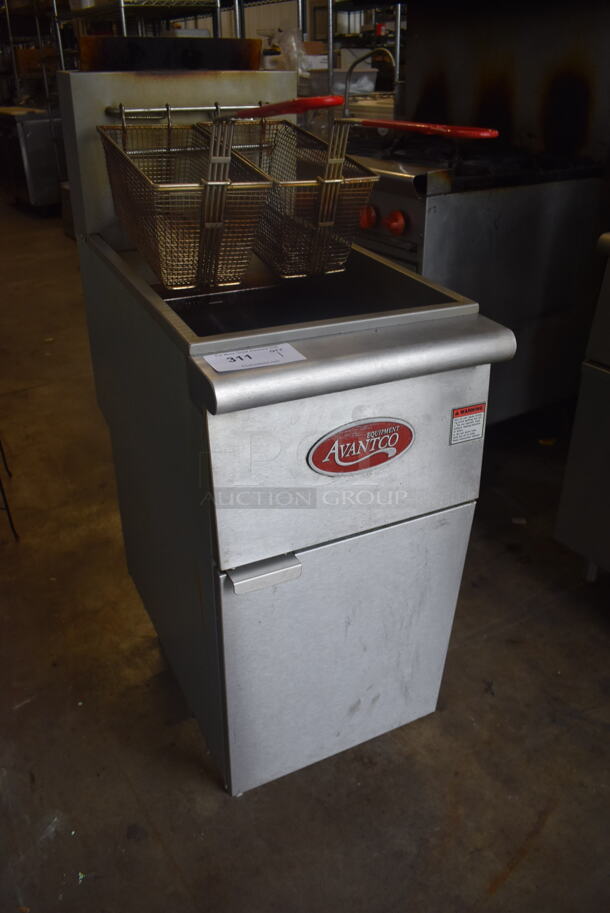 Avantco FF400-N Commercial Stainless Steel Natural Gas Fryer With 2 Fry Baskets On Galvanized Legs. 120,000 BTU - Image 2 of 7