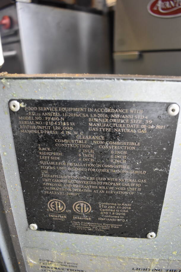 Avantco FF400-N Commercial Stainless Steel Natural Gas Fryer With 2 Fry Baskets On Galvanized Legs. 120,000 BTU - Image 6 of 7