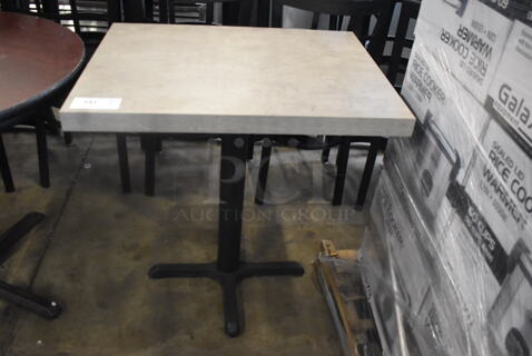 Square Cafe Table On 4 Prong Black Base.