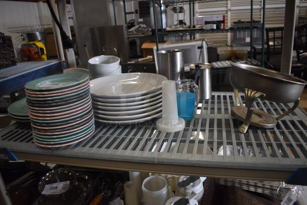 ALL ONE MONEY! Lot of Colored Plates, White Plates, White Bowls, AND MORE! 