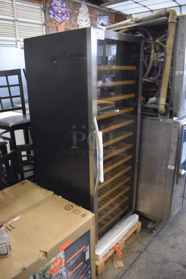 BRAND NEW SCRATCH AND DENT! Eurodib USF-128S Wine Cooler With Glass Front Door Trimmed In Stainless Steel With Beechwood Shelves And Free Standing or Built-In Installation. 110-120V. Tested and Working!  - Image 2 of 4
