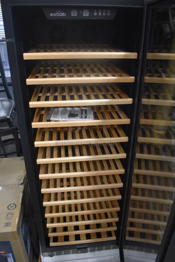 BRAND NEW SCRATCH AND DENT! Eurodib USF-128S Wine Cooler With Glass Front Door Trimmed In Stainless Steel With Beechwood Shelves And Free Standing or Built-In Installation. 110-120V. Tested and Working!  - Image 3 of 4