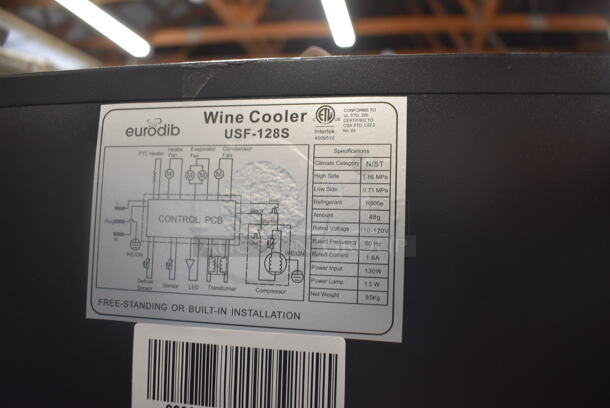 BRAND NEW SCRATCH AND DENT! Eurodib USF-128S Wine Cooler With Glass Front Door Trimmed In Stainless Steel With Beechwood Shelves And Free Standing or Built-In Installation. 110-120V. Tested and Working!  - Image 4 of 4
