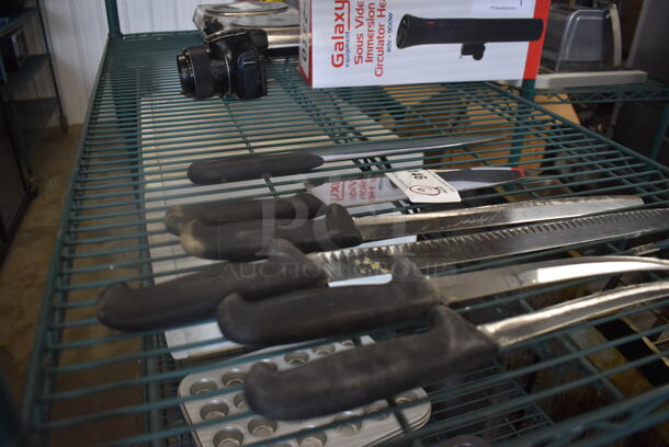 6 Large Stainless Steel Knives With Black Handles, Including Chef Knife And Bread Knife AND MORE. 6 Times Your Bid!  - Image 3 of 3