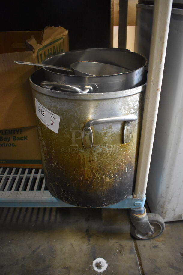 3 Steel Pots Including 1 Sauce Pan. 3 Times Your Bid!  - Image 1 of 3