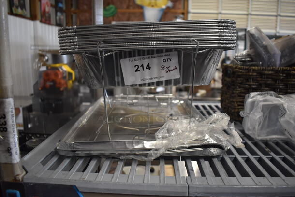8 Disposable Aluminum Trays With Steel Stand And Some Lids. 8 Times Your Bid! 
