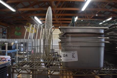6 Items Including Steel Drop-In Food Bins, Circular Wire Rack and Pan Rack.  6 Times Your Bid! 