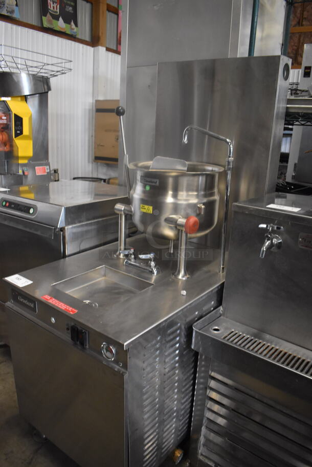 2011 Cleveland 24GMK6200 Commercial Stainless Steel Natural Gas Steam Kettle with Modular Generator Base On Galvanized Legs. 200,000BTU.  - Image 3 of 8