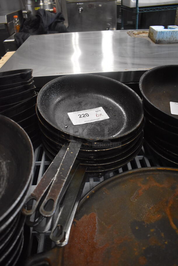 6 Cast Iron Frying Pans With Handles. 6 Times Your Bid! 