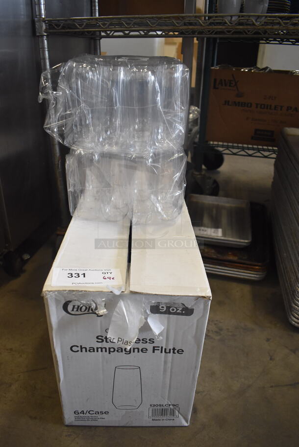 BRAND NEW IN BOX! 64 Stemless Clear Plastic Champagne Flutes. 64 Times Your Bid!  - Image 2 of 5