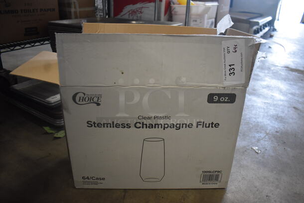 BRAND NEW IN BOX! 64 Stemless Clear Plastic Champagne Flutes. 64 Times Your Bid!  - Image 5 of 5