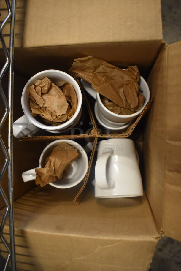 ALL ONE MONEY! Lot of White Coffee Mugs, Cardboard Circles And Beverage Napkins  - Image 1 of 4