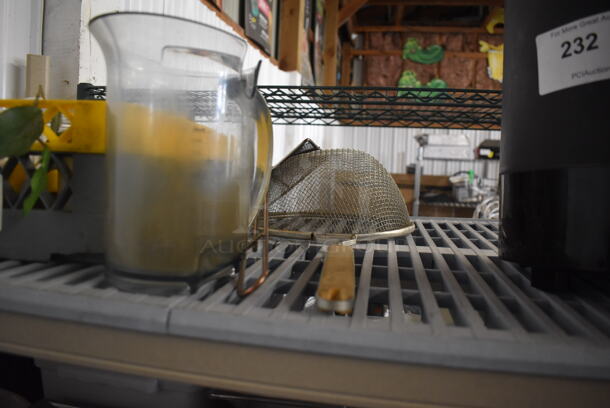 ALL ONE MONEY! Lot of Cup Compartment Caddy, Coffee Mugs, Large Measuring Cup, Plastic Lids, Small Wire Collinder, Pitcher AND MORE!  - Image 3 of 3