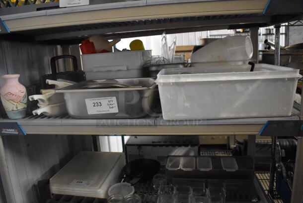ALL ONE MONEY! Lot of Ketchup and Mustard Squeeze Bottles, Steel Steam Table Pans, Glass Hottles, AND MORE!  - Image 1 of 6