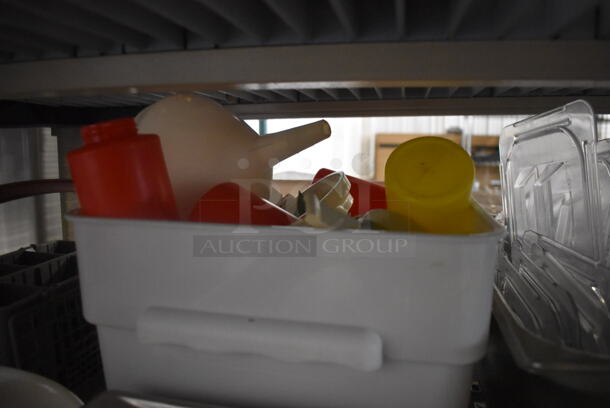 ALL ONE MONEY! Lot of Ketchup and Mustard Squeeze Bottles, Steel Steam Table Pans, Glass Hottles, AND MORE!  - Image 6 of 6