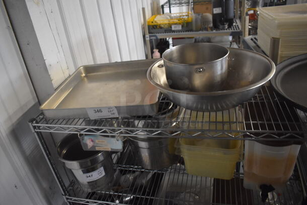 ALL ONE MONEY! Tier Lot of Various Items Including Stainless Steel Tray, Bowls, and 2 Large Serving Trays - Image 2 of 2