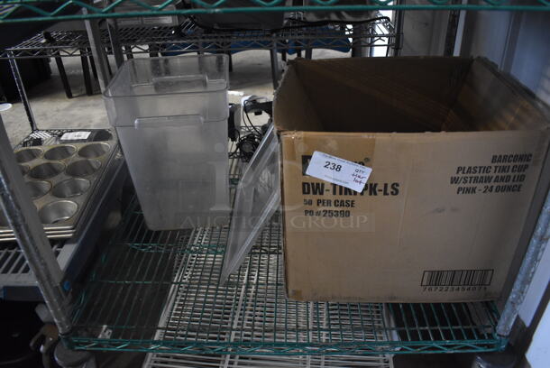 ALL ONE MONEY! Lot of Bar Conic Products, Tall Plastic Storage Container With Lid.  - Image 1 of 2