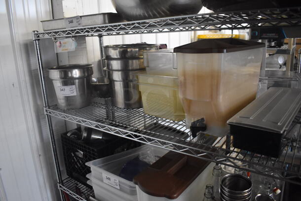 ALL ONE MONEY! Tier Lot of Various Items Including Metal Drop In Bins, Plastic Drop In Bins, Plastic Beverage Dispenser, and Various Cooking Utensils - Image 2 of 4