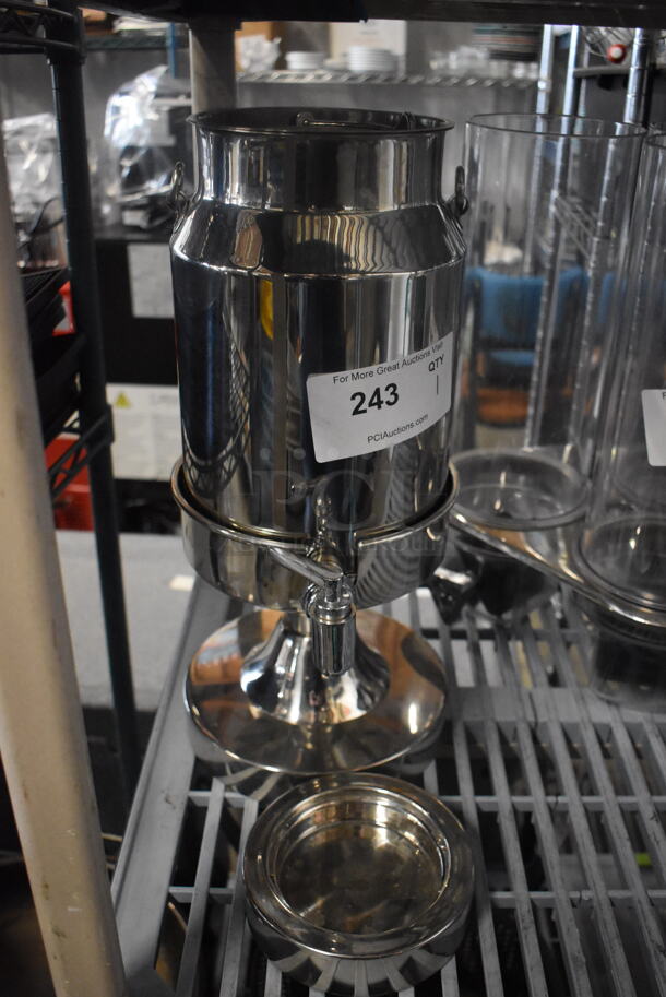 Stainless Steel Beverage Dispenser With Handle On Solid Base With 2 Additional Bowls. - Image 1 of 3