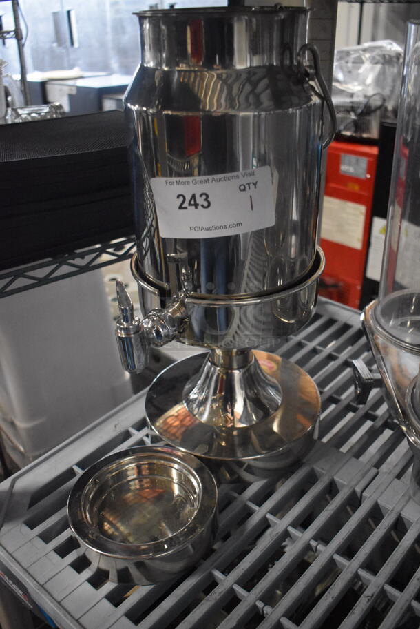 Stainless Steel Beverage Dispenser With Handle On Solid Base With 2 Additional Bowls. - Image 3 of 3