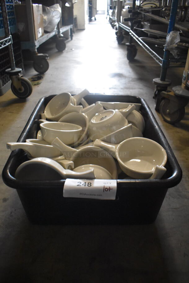 ALL ONE MONEY! Lot of Tuxton Soup Bowls With Handles, White.  - Image 1 of 5