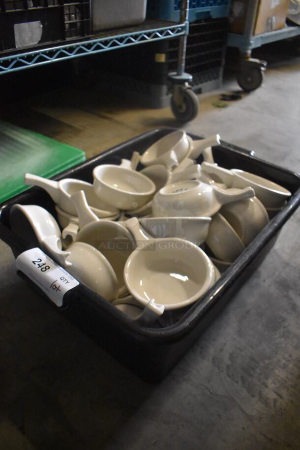 ALL ONE MONEY! Lot of Tuxton Soup Bowls With Handles, White.  - Image 3 of 5