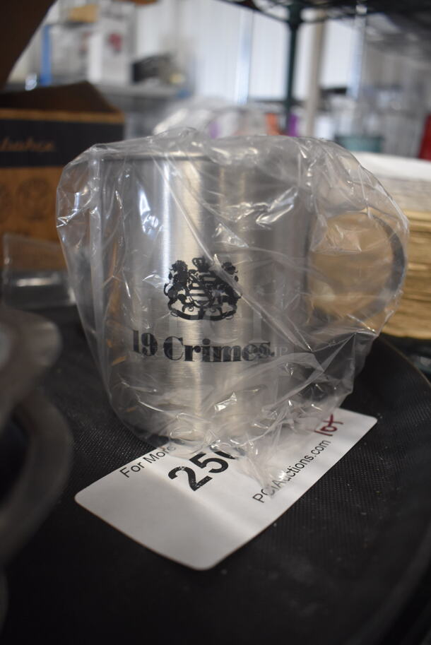 ALL ONE MONEY! Lot of Paper Plates, 19 Crimes Steel Mug, Box of Drinking Glasses, Steel Call Bells, Steel Bowls, AND MORE!  - Image 4 of 4