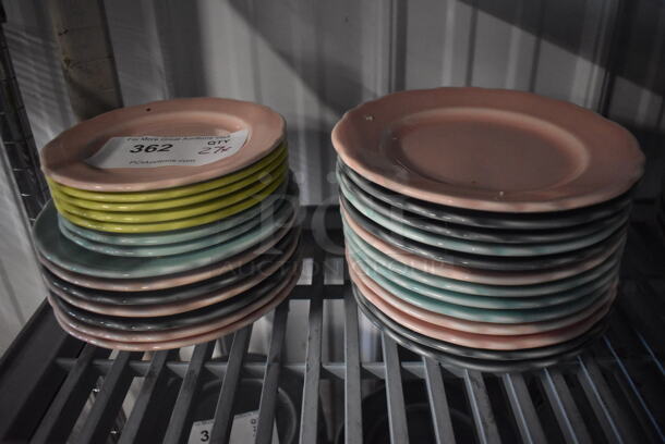 27 Multi Colored Homer Laughlin Pastel Plates. 27 Times Your Bid!