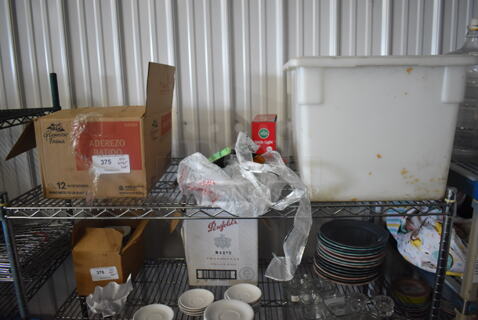 ALL ONE MONEY! Tier Lot of Various Items Including Plastic Food Bin and Winter Decorations