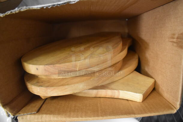 ALL ONE MONEY! Tier Lot of Various Items Including Saucers, Multi Colored Glass Plates, Glass Table Decorations, Box of White Colored Glass Plates, and Wooden Boards - Image 3 of 3