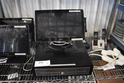 Toast POS Monitor with Side Credit Card Swiper and Cash Register