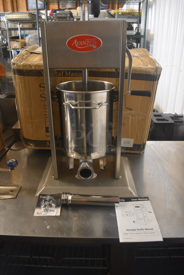 LIKE NEW! USED A FEW TIMES! Avantco CS-20V 20 lb. Stainless Steel Vertical Manual Churro Stuffer - Image 1 of 7