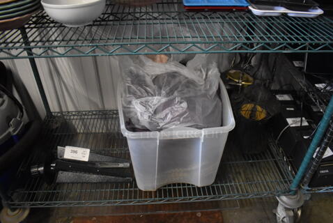 ALL ONE MONEY! Tier Lot of Various Items Including Plastic Bin with Mats and 2 Light Fixtures