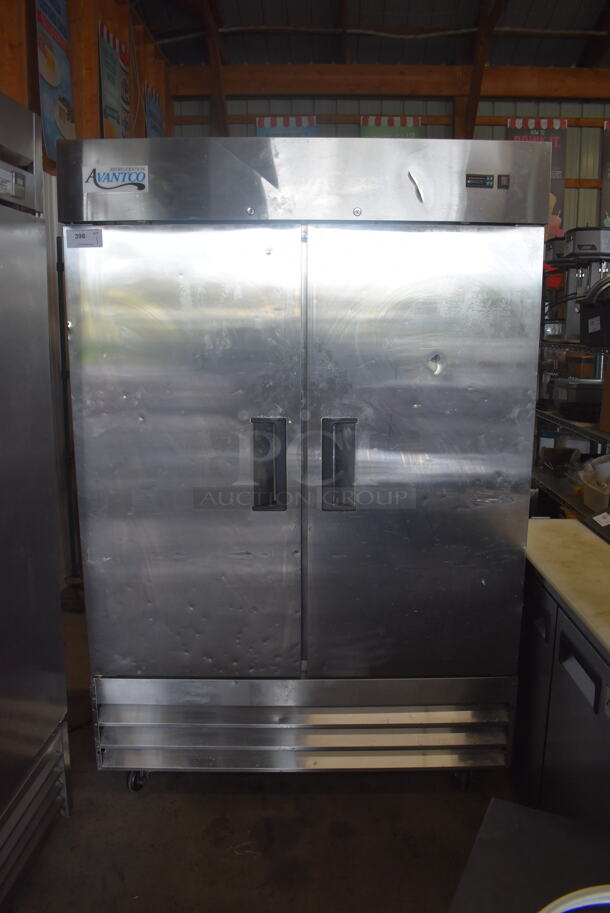 Avantco 178A49FHC 2 Door Commercial Stainless Steel Freezer With Polycoated Racks on Casters Tested and Working!