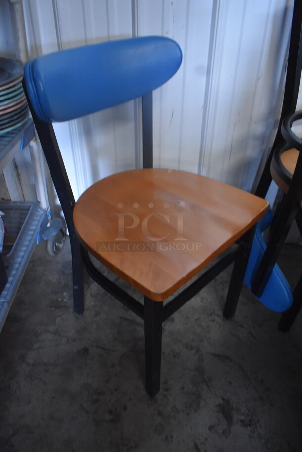2 Blue and Brown Wooden Dining Height Chairs. Stock Picture - Cosmetic Condition May Vary. 2 Times Your Bid! - Image 2 of 5