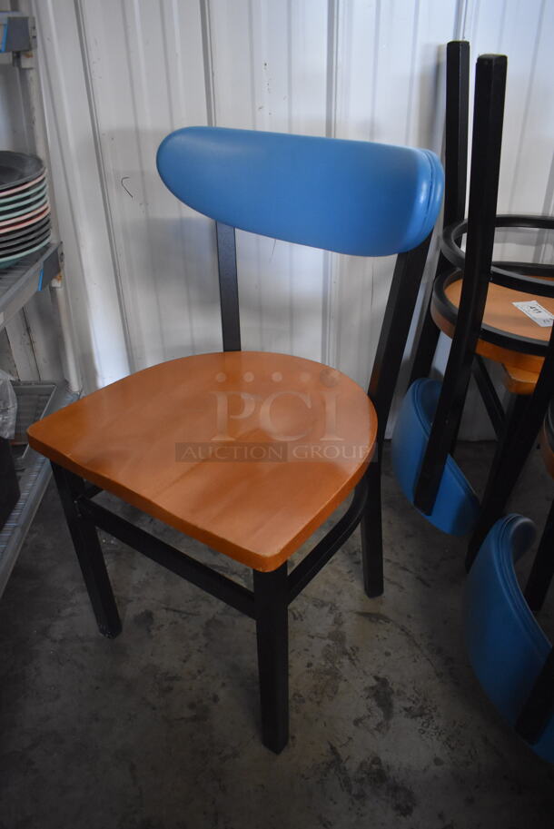 2 Blue and Brown Wooden Dining Height Chairs. Stock Picture - Cosmetic Condition May Vary. 2 Times Your Bid! - Image 4 of 5