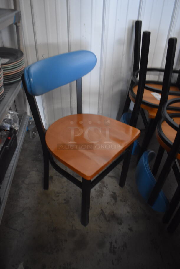 2 Blue and Brown Wooden Dining Height Chairs. Stock Picture - Cosmetic Condition May Vary. 2 Times Your Bid! - Image 5 of 5