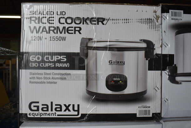 BRAND NEW IN BOX! Galaxy GRSC60 Stainless Steel Commercial Countertop 60 Cup (30 Cup Raw) Sealed Electric Rice Cooker / Warmer. 120 Volts, 1 Phase. - Image 1 of 2