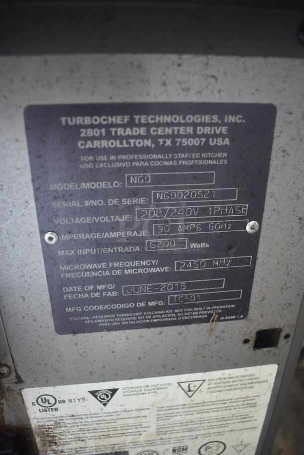 2015 Turbochef NGO Countertop Rapid Cook Convection Oven. 208/240 Volts 1 Phase - Image 5 of 6