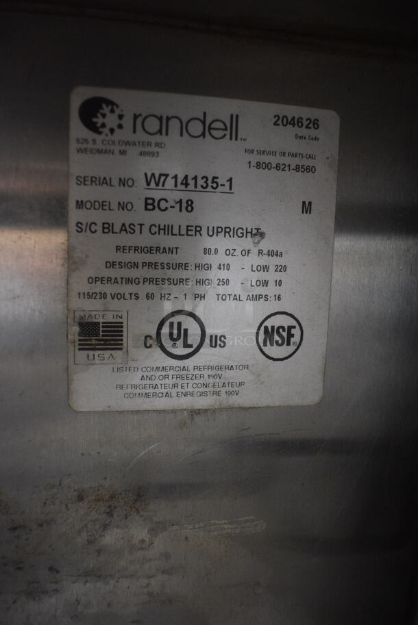 2016 Randell BC-18 Upright Blast Chiller. 115/230 Volt 1 Phase - Image 6 of 6