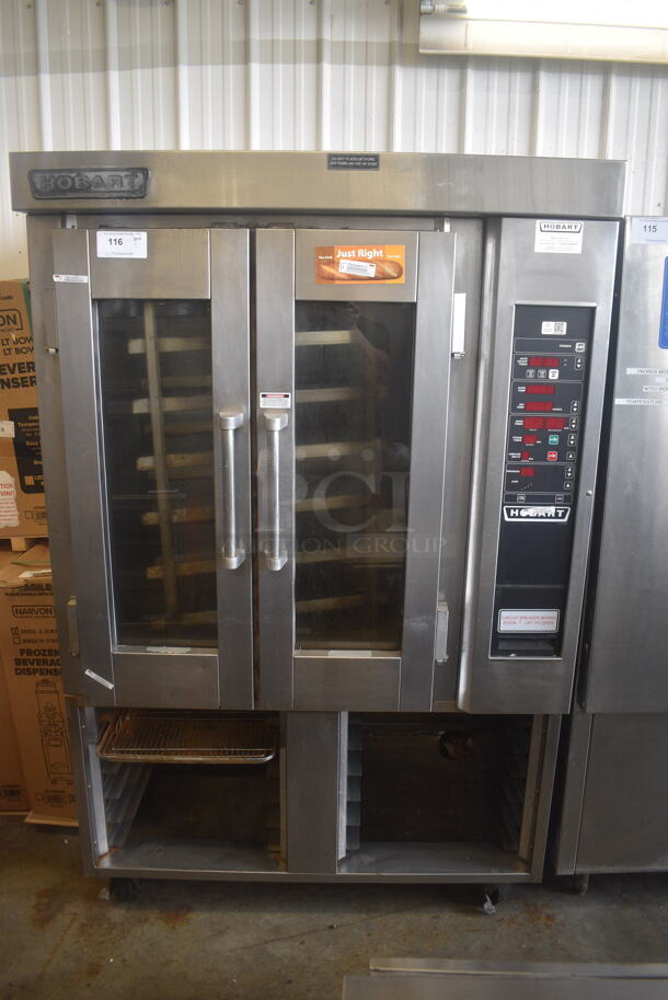 Hobart OV300E HO300E Electric Powered Rotating Rack Oven on Double Pan Rack on Commercial Casters. 208/240/480/3 Phase