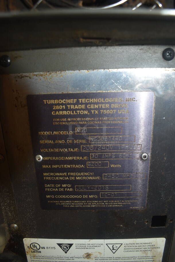 2015 Turbochef NGO Rapid Cook Convection Countertop Oven. 208/240 Volt 1 Phase - Image 5 of 6