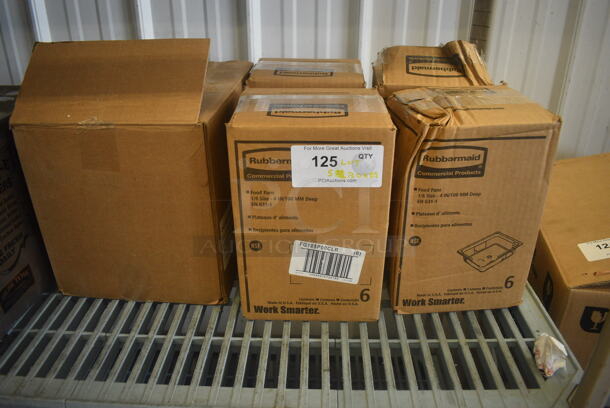 ALL ONE MONEY! Lot of 4 NEW Boxes of 6 Rubbermaid 1/6x4 Plastic Drop In Bins and NEW Case of Hand Soap - Image 1 of 5