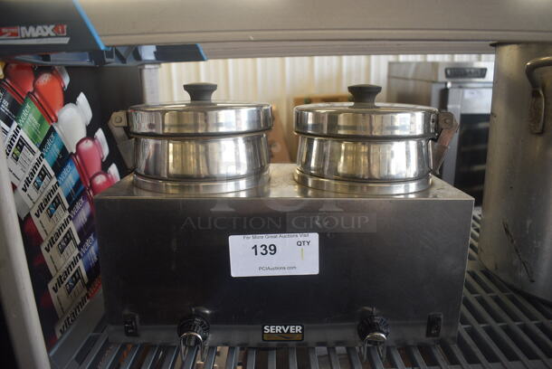 Server Dual Twin FS-4 Topping Warmer with Drop Ins and Lids. 120 Volt. Tested and Working! - Image 1 of 6