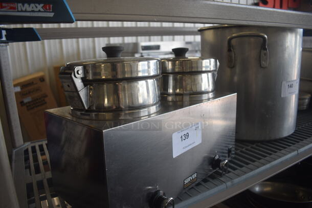 Server Dual Twin FS-4 Topping Warmer with Drop Ins and Lids. 120 Volt. Tested and Working! - Image 2 of 6