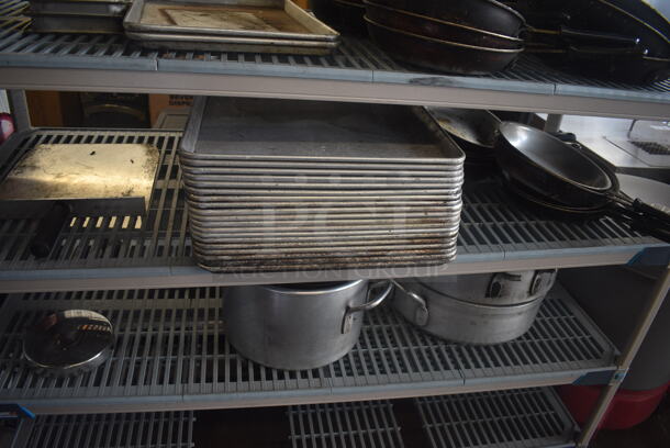 ALL ONE MONEY! 3 Tier Lot Including Fry Pans, Full Size and Half Size Baking Sheet Pans, Stock Pots, Drop Ins and MORE! - Image 4 of 5