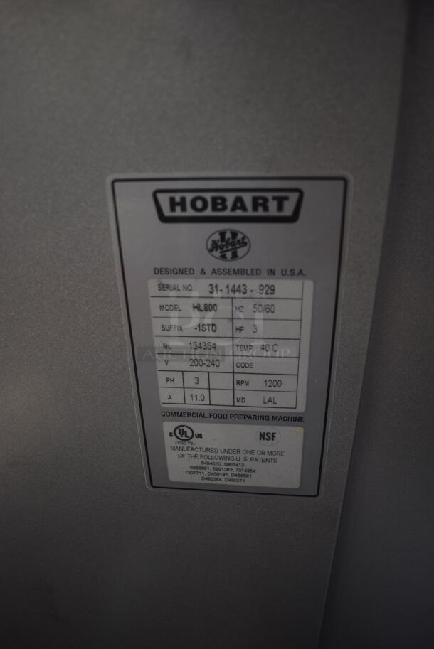 Hobart Legacy HL800 80 Quart Dough Mixer w/ Paddle and Bowl Guard. 200-240 Volt 3 Phase - Image 5 of 6