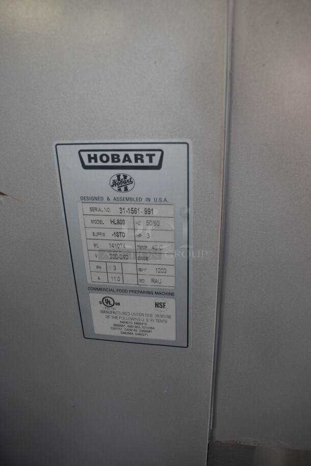 Hobart Legacy HL800 80 Quart Dough Mixer w/ Bowl Guard, Paddle and Stainless Steel Bowl. 200-240 Volts 3 Phase - Image 5 of 6