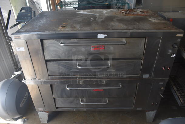 2 Marsal Double Stack Natural Gas Deck Pizza Oven w/ Stones on Legs. 2 Times Your Bid! - Image 1 of 8