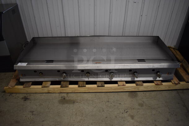 BRAND NEW SCRATCH AND DENT! Cooking Performance Group GT-CPG-72-NL 72" Gas Countertop Griddle with Thermostatic Controls. Missing Legs and 2 Knobs - 180,000 BTU - Image 1 of 8